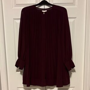 H&M Burgundy Long Sleeve Mini Dress
